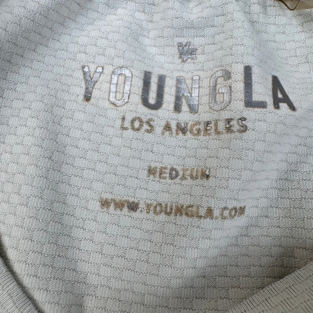 YoungLA Long Sleeve Shirt Mens Medium Beige Performance Athletic Top